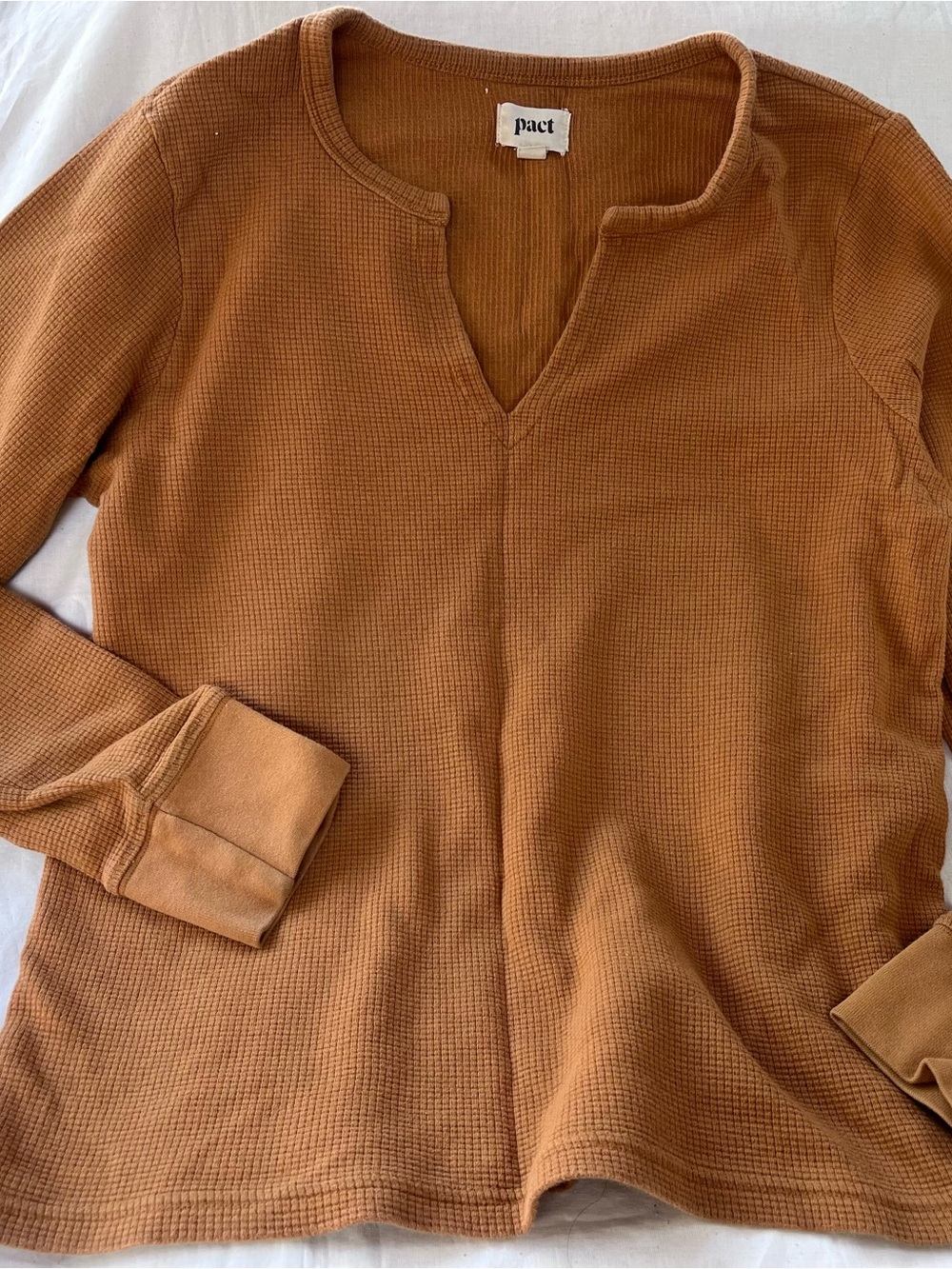 Pact Organic Cotton Thermal Waffle Split-Neck Top